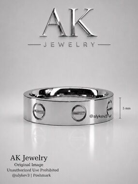 💎LUXURY 5mm Silver Ring, Screw Motif Band With Screw Head Detail